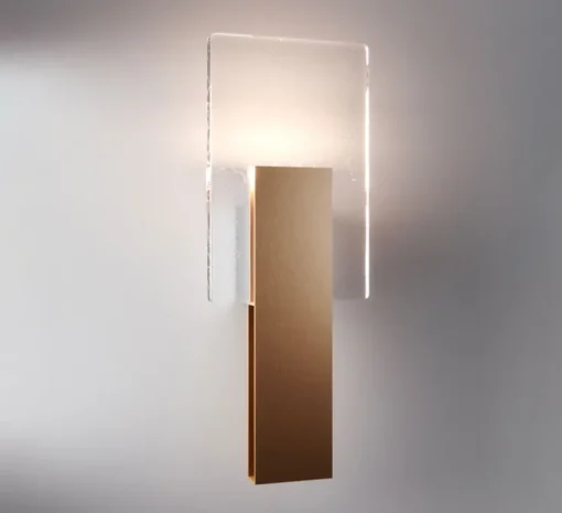 Applique murale, Amulette, or cuivré satiné et transparent, LED, dim, 3000K, 500 lm, L17cm, H44cm - Fabbian