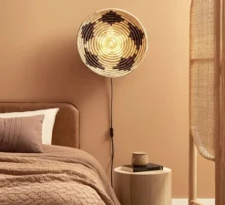 Applique murale, Andros, noir, naturel, blanc, Ø45cm, H8cm - Good&Mojo