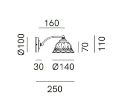 Applique*Il Fanale Applique murale, Anita 061.17.OC, , L14cm, H11cm - blanc et bronze