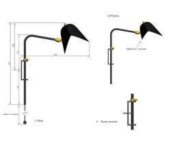 Applique*Serge Mouille Applique murale, Antony, switch wall, , H41,5cm - noir