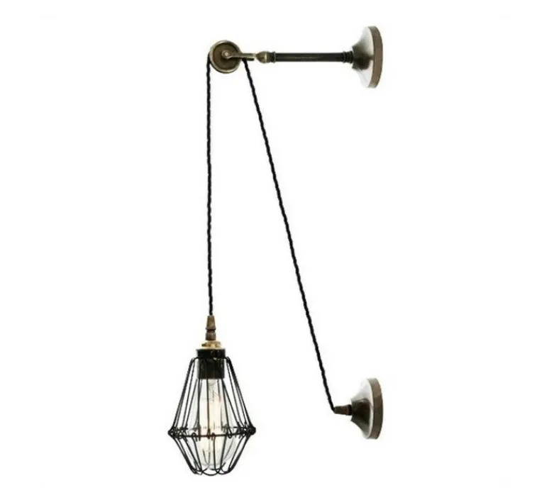 Applique*Mullan Lighting Applique murale, Apoch, antique, cage noir, L27,5cm, H43-63cm - argent