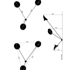 Applique murale, Araignée 3 bras fixes , blanc, H135cm - Serge Mouille