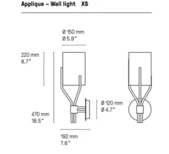 Applique*CVL Applique murale, Arborescence XS, , L15cm, H47cm - laiton satiné, abat-jour drop paper 100