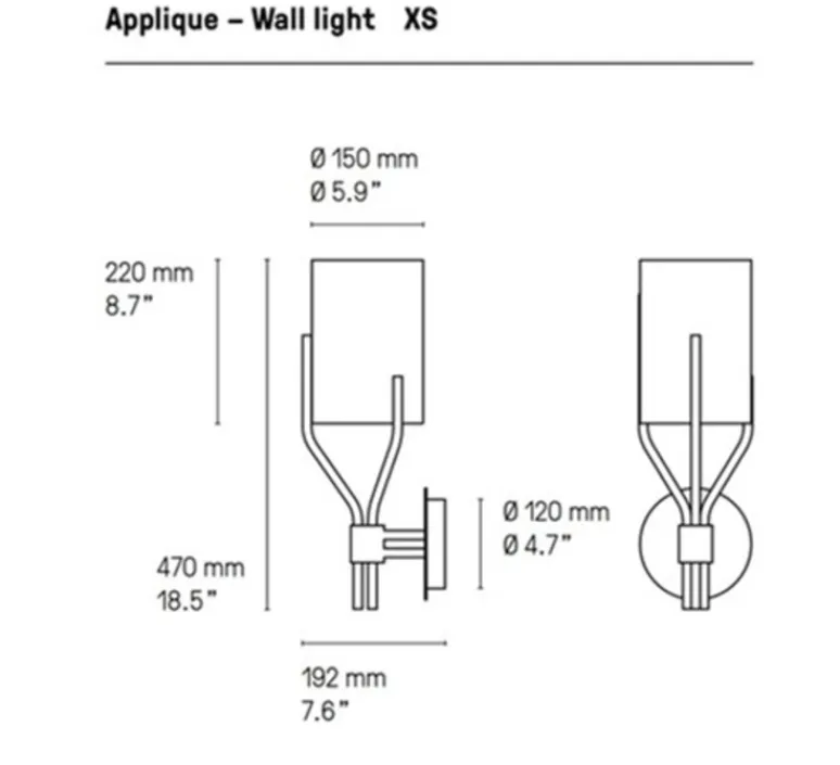 Applique*CVL Applique murale, Arborescence XS, , L15cm, H47cm - laiton satiné, abat-jour drop paper 100