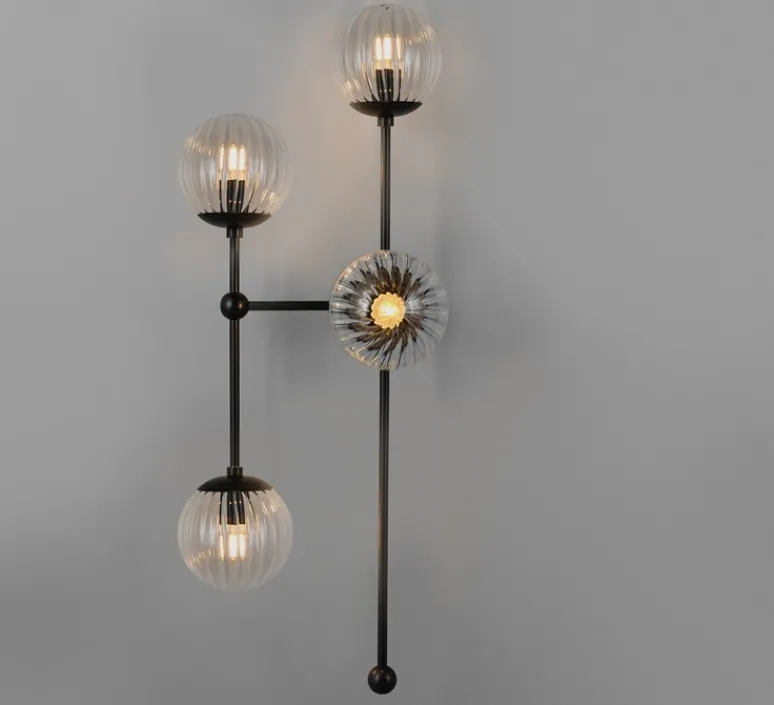 Applique*Schwung Applique murale, Armstrong 4L, , L35,2cm, H92,2cm - structure noire, globe dries