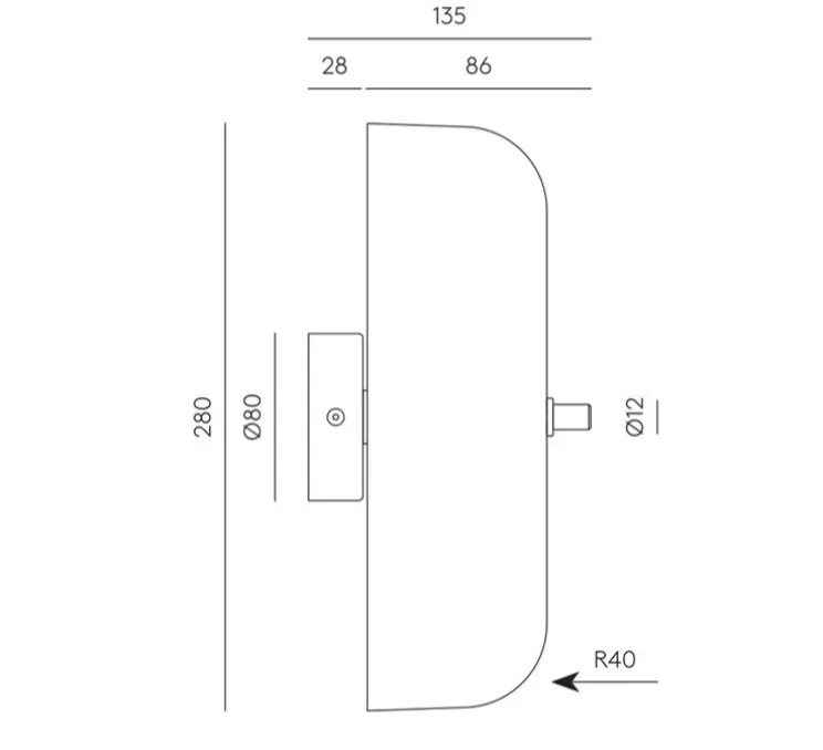 Applique murale, Atil A1281, noir, verre opalin, P13,5cm, H28cm - Aromas del Campo