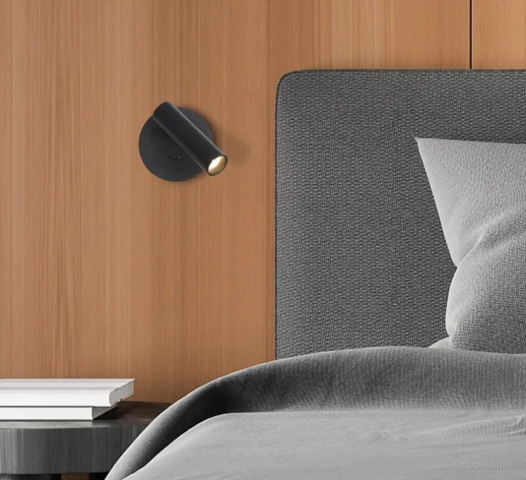 Applique murale, Atria Recessed, noir, LED, 3000K, 285 lm, Ø3cm, H11cm - ACB