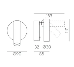 Applique*ACB Applique murale, Atria Surface, , LED, 3000K, 285 lm, Ø3cm, H11cm - noir
