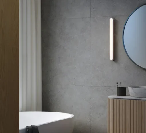 Applique murale, Atticus 600, chrome, IP44, LED, dim, 3000K, 606 lm, L5cm, H60cm - Astro