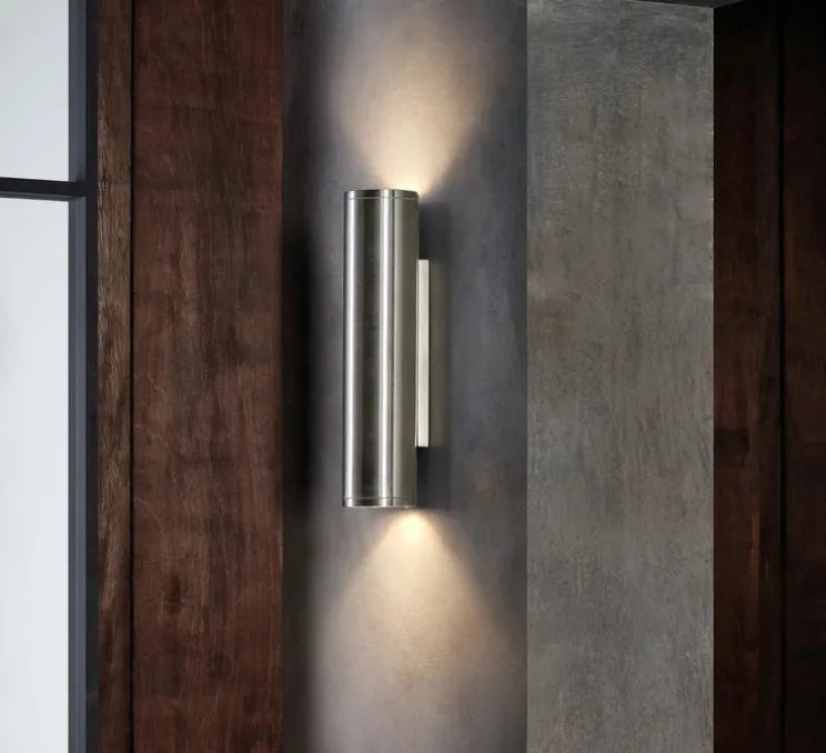 Applique murale, Ava 300 Coastal, acier inoxydable brossé, IP44, L7,5cm, H30cm - Astro
