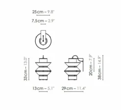 Applique*DesignHeure Applique murale, Baby Tower, , L29cm, H38cm - blanc bordures noires