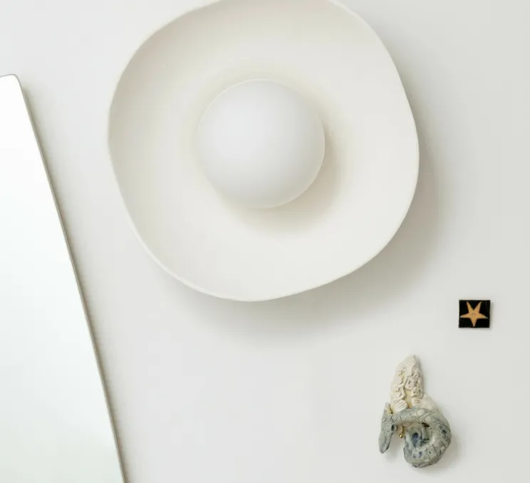 Applique murale, Bacia, blanc mat, laiton, Ø30,5cm, H30,5cm - Hudson Valley Lighting