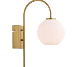 Applique*Herstal Applique murale, Ballon, , Ø14cm, H38cm - laiton, verre opalin