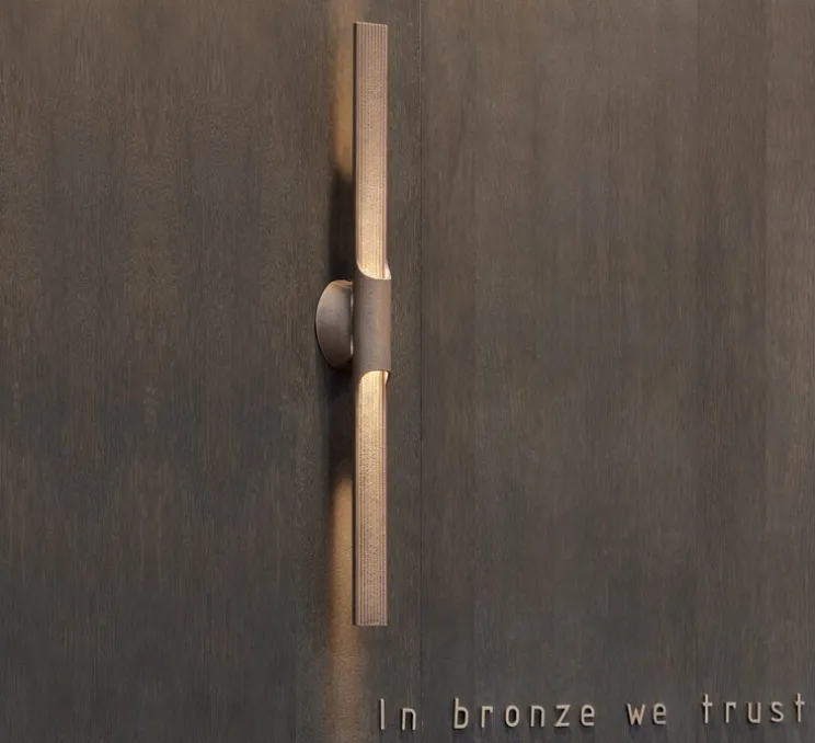 Applique murale, Beam, bronze, IP65, LED, dim, 2700K, 900 lm, Ø5cm, H80cm - Entrelacs