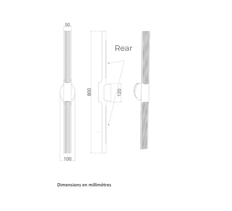 Applique murale, Beam, bronze, IP65, LED, dim, 2700K, 900 lm, Ø5cm, H80cm - Entrelacs