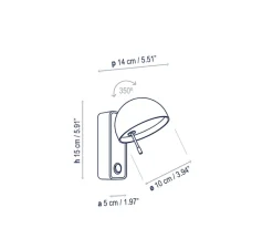 Applique*Bover Applique murale, Beddy 01, , L15cm, H14cm - bois, blanc