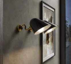 Applique*Tato Italia Applique murale, Beghina, , LED, 3000K, 200lm, L15cm, H14cm - noir brillant, laiton