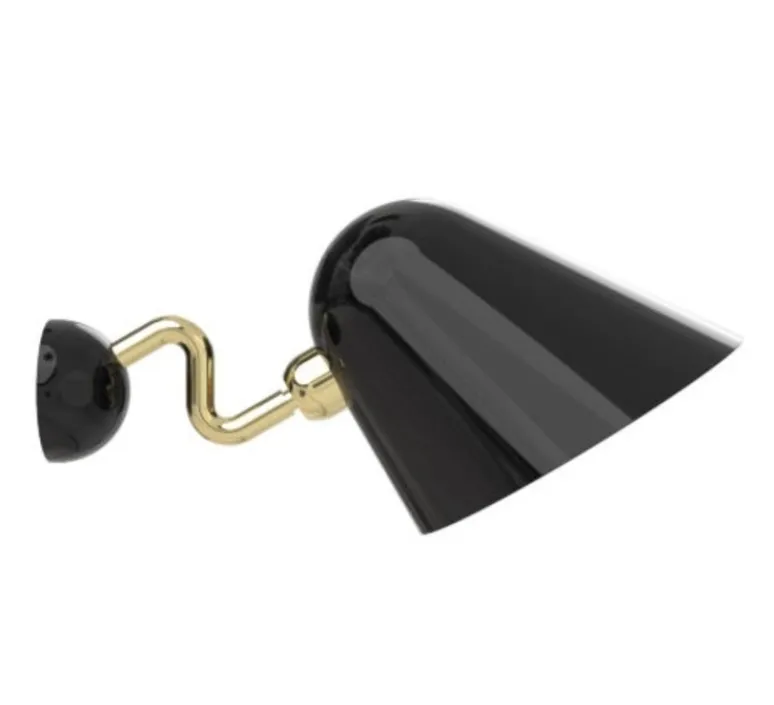 Applique*Tato Italia Applique murale, Beghina, , LED, 3000K, 200lm, L15cm, H14cm - noir brillant, laiton