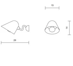 Applique*Tato Italia Applique murale, Beghina, , LED, 3000K, 200lm, L15cm, H14cm - noir brillant, laiton