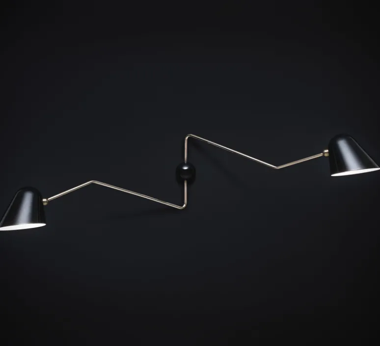 Applique*Tato Italia Applique murale, Beghina, , L147cm, H39cm - noir brillant, laiton