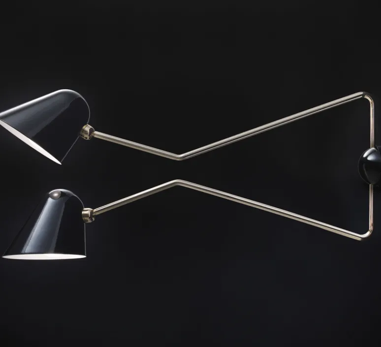 Applique*Tato Italia Applique murale, Beghina, , L147cm, H39cm - noir brillant, laiton