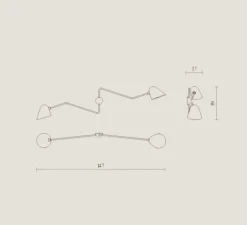 Applique*Tato Italia Applique murale, Beghina, , L147cm, H39cm - noir brillant, laiton