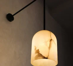 Applique murale, Belfry, Albâtre, laiton noir, Ø16cm, H22cm - Contain