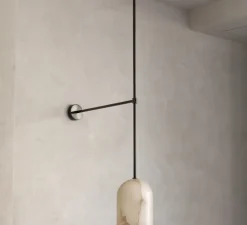 Applique murale, Belfry, Albâtre, laiton noir, Ø16cm, H22cm - Contain