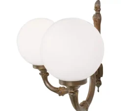 Applique*Mullan Lighting Applique murale, Ben, à deux bras, antique, globe opale, L33cm, H30cm - laiton