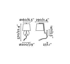 Applique murale, Berni, liseuse, noir, LED, 3000K, 200lm, L20cm, H57cm - FARO