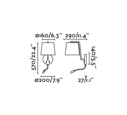 Applique*Faro Applique murale, Berni, liseuse, , LED, 3000K, 200lm, L20cm, H57cm - blanc