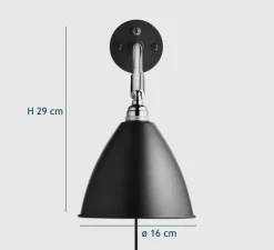 Applique*Gubi Applique murale, Best-Lite BL7, et chrome, Ø16cm, H29cm - noir