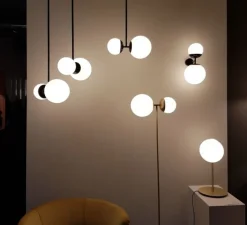 Applique*Tato Italia Applique murale, Biba, , LED, 2700K, 1276lm, L20cm, H39cm - noir mat, verre blanc