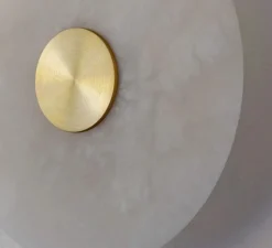 Applique murale, Bide, Albâtre, Laiton brossé, IP65, LED, 2700K, lm, L28cm, H28cm - Bert Frank