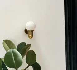 Applique murale, Bilbo, blanc, or, Ø10cm, H17cm - BACCARIS