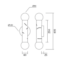 Applique murale, Birch double, blanc, L12cm, H40,5cm - Atelier Areti