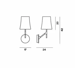 Applique*Foscarini Applique murale, Birdie, , L17cm, H42cm - gris