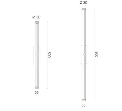 Applique*Rubn Applique murale, Bloomsbury 500, Direct, , LED, dim, 2700K, lm, Ø3cm, H50cm - laiton