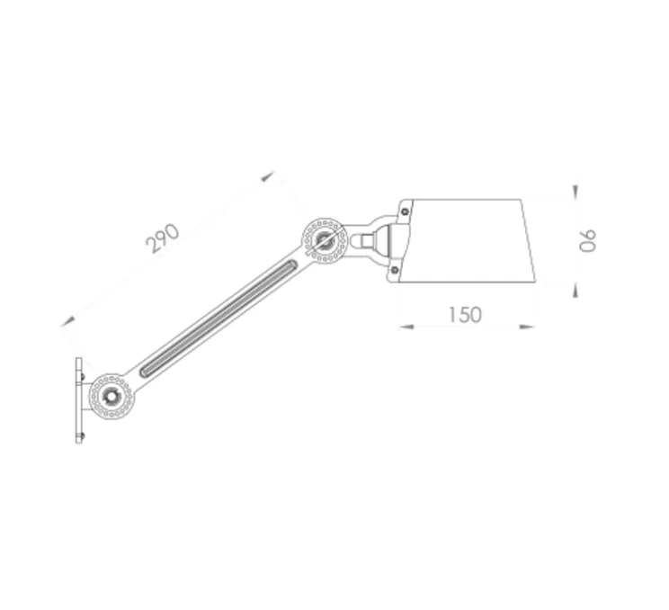 Applique murale, Bolt, gris, laiton, IP44,L44cm, H35cm - TONONE