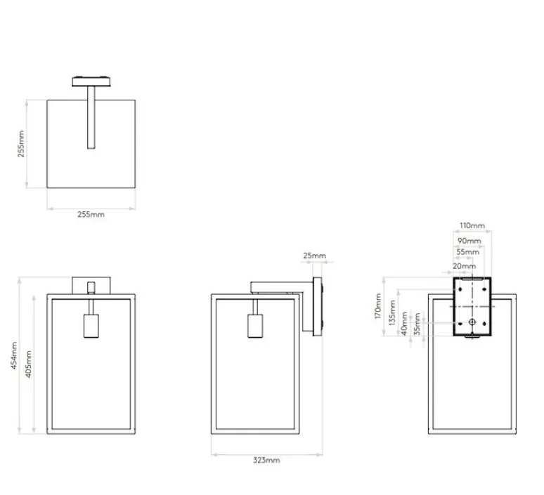 Applique*Astro Applique murale, Box Lantern 450, , IP23, L25cm, H45cm - Lighting noir