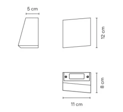 Applique*Vibia Applique murale, Break 4110, , IP66, LED, 2700K, 199 lm, L11cm, H12cm - gris béton naturel