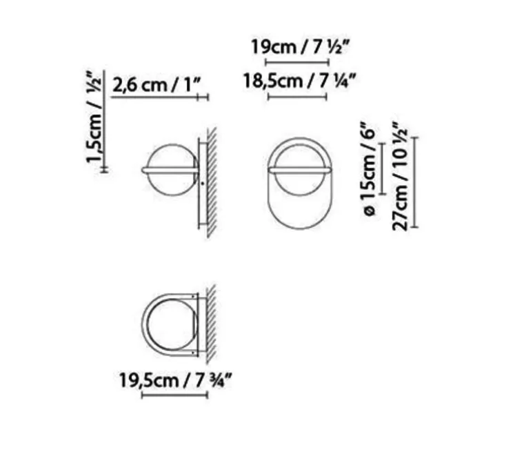 Applique murale, C Ball W1, noir, L19cm, H27cm - B-Lux