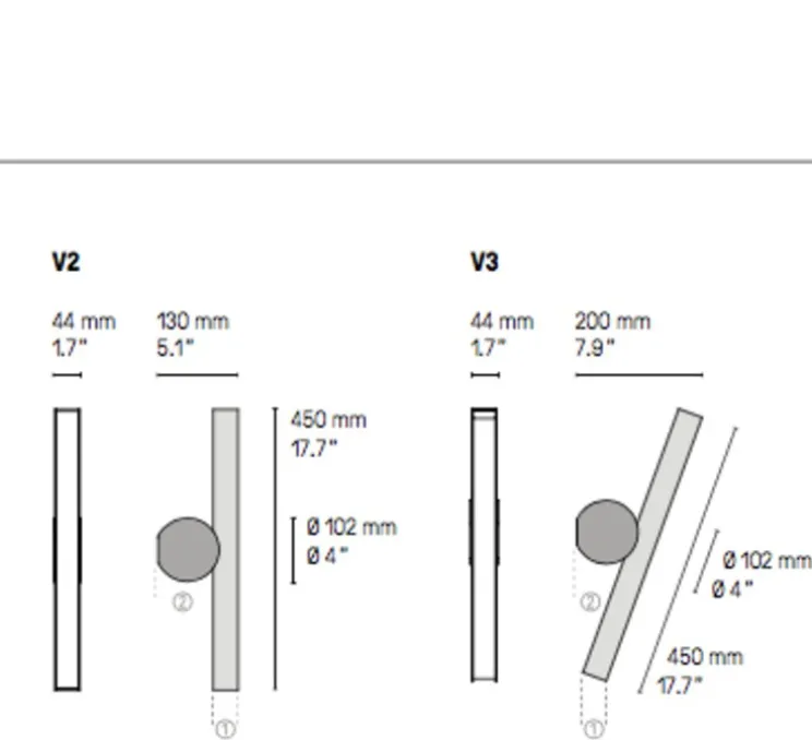 Applique murale, Calée V2, graphite satiné, laiton satiné, LED, 2700K, 960lm, L4.4cm, H45cm - CVL