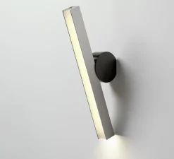 Applique murale, Calée VF, nickel satiné, graphite satiné, IP44, LED, 3000K, 700lm, L20cm, H45cm - Cvl