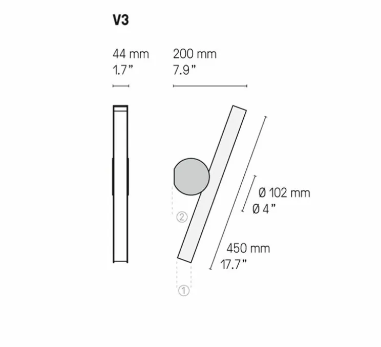 Applique murale, Calée VF, nickel satiné/graphite satiné, LED, 2700K, 960lm, L4,4cm, P20cm - CVL