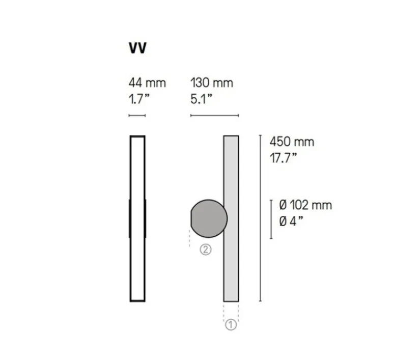 Applique*CVL Applique murale, Calée VV, , IP44, LED, 3000K, 880lm, L4,4cm, H45cm - graphite satiné