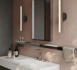 Applique*CVL Applique murale, Calée VV, nickel satiné, graphite satiné, IP44, LED, 3000K, 880lm, L4,4cm, H45cm - nickel satiné / graphite satiné