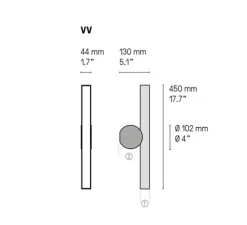 Applique*CVL Applique murale, Calée VV, nickel satiné, graphite satiné, IP44, LED, 3000K, 880lm, L4,4cm, H45cm - nickel satiné / graphite satiné