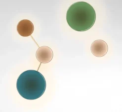 Applique*Marset Applique murale, Caramel 22/28/38, , LED, dim, 2700K, 1146-1528 lm, Ø38cm, H83,2cm - Bleu, opale et terracotta