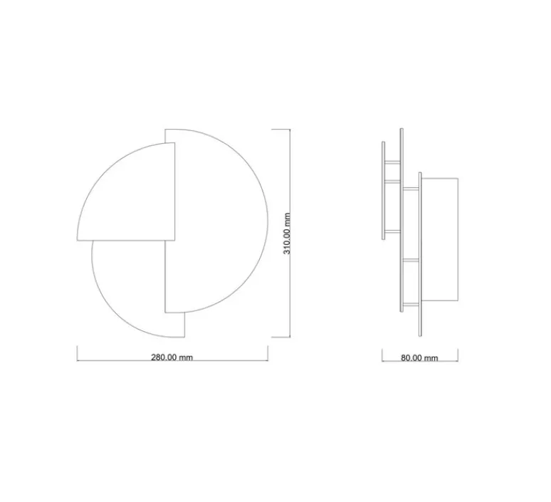 Applique*Ombre portée Applique murale, Celest XL Gold, , LED, 2700k, 210 lm, L28cm, H31cm - laiton, brossé, martelé et ciré